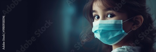 Little girl in medical mask