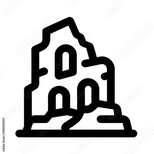 Minimalist ruins ancient building vector icon