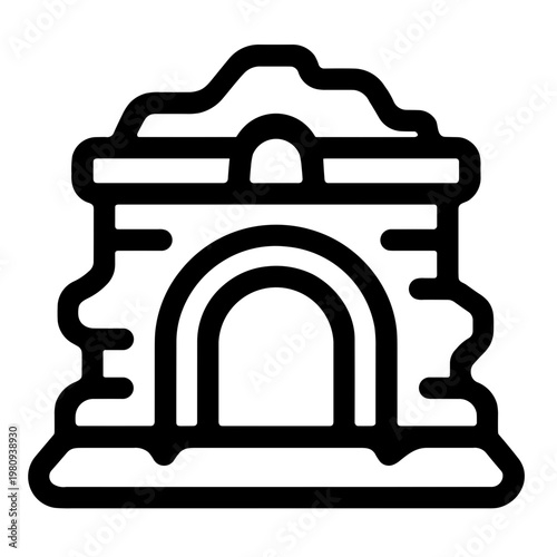 Minimalist ruins ancient building vector icon