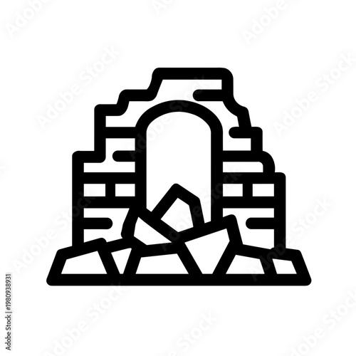 Minimalist ruins ancient building vector icon