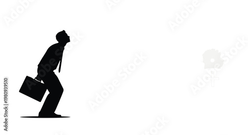 Businessman walking with briefcase silhouette