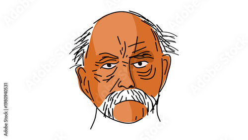 Otto von Bismarck portrait, flat vector illustration