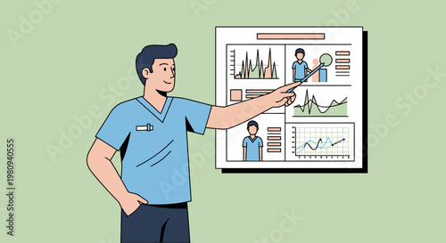 Businessman presenting data on screen.
