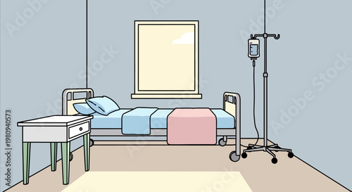 Hospital Bed with Medical Equipment Inside.