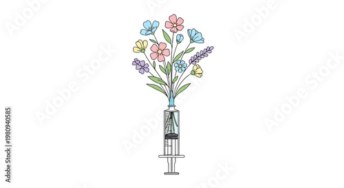 Colorful flowers in a vase.