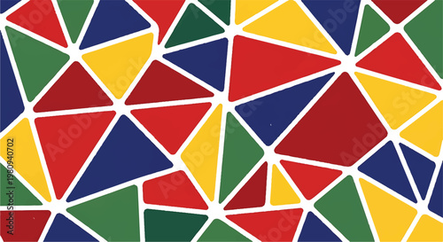 Colorful geometric pattern of triangles and polygons with white gaps geometric colorful triangles polygons tessellation background abstract illustration repeating decorative artistic