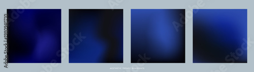 Dark blue gradient backgrounds. Abstract midnight sky. Navy blue colored vector banner. Simple soft dark square bg set. Gradient template design for poster, square social post, cover