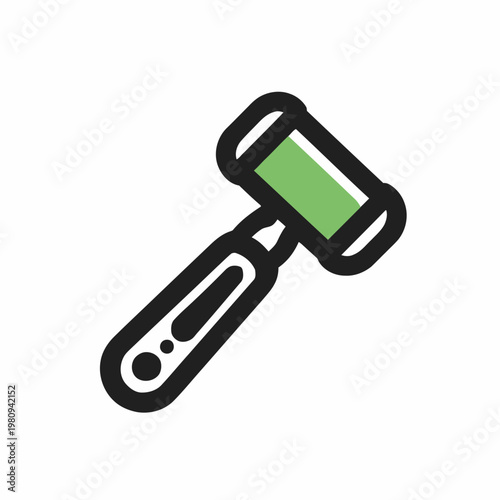 A green and black razor shaving tool for grooming