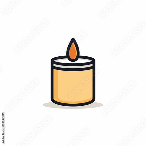 A burning candle emits warm light in a peaceful environment indoors.