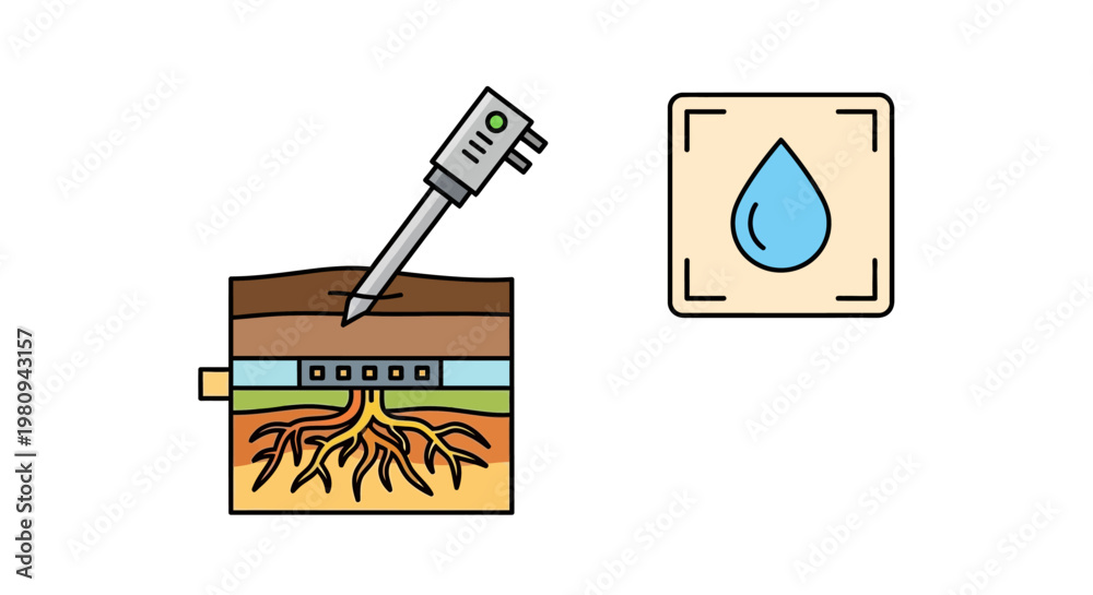 Naklejka premium Soil Moisture Meter with Water Drop.