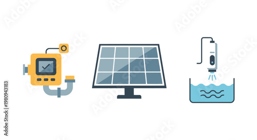 Solar panel and water purifier system.