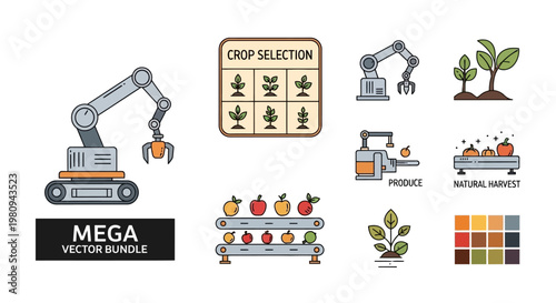 Agricultural Technology Farming Equipment Illustration.