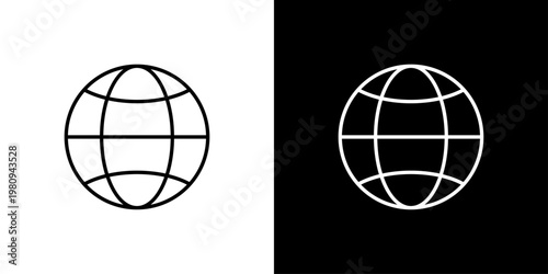 Globe Icon Sheet Black And White