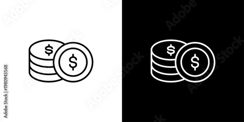 Coins Icon Sheet Black And White