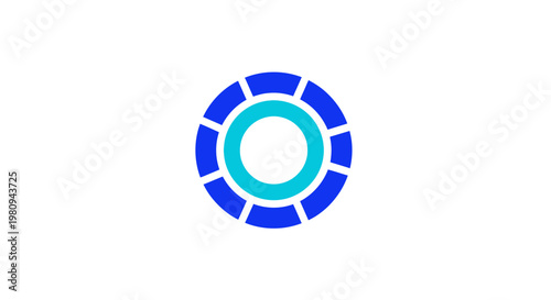 Blue and teal circular graphic design.