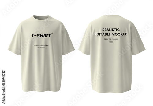 Oversized T-shirt mockup with Front and Back View