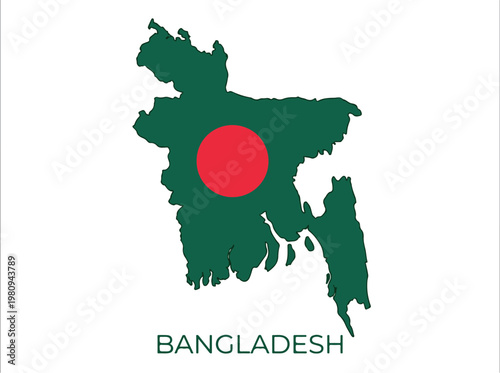 Map of Bangladesh with its national flag superimposed, a symbol of national identity and pride