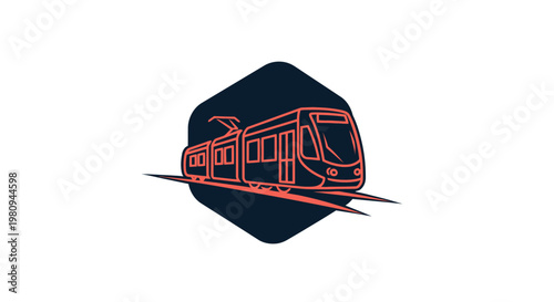 Modern tram on rail transport system.