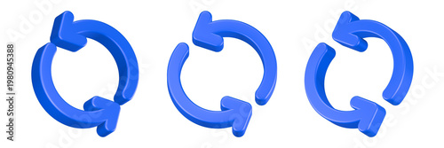 Photography refresh icon 3d render blue color