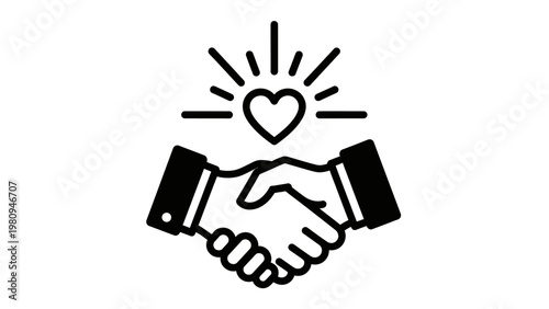 Handshake with Heart Symbol Above, Partnership and Trust Concept