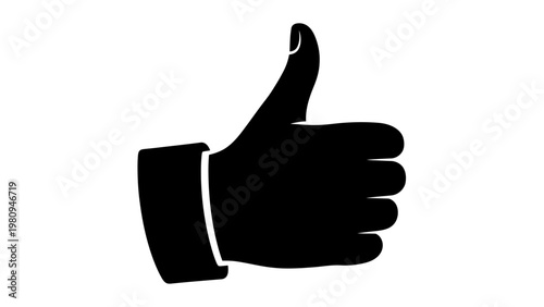 Thumbs Up Icon Silhouette, Positive Gesture, Approval Symbol, Success, Like, Agreement, Good Job