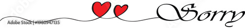 Sorry Typography with Red Hearts Love Concept