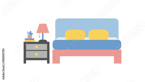 Pexels background image of a bed and nightstand