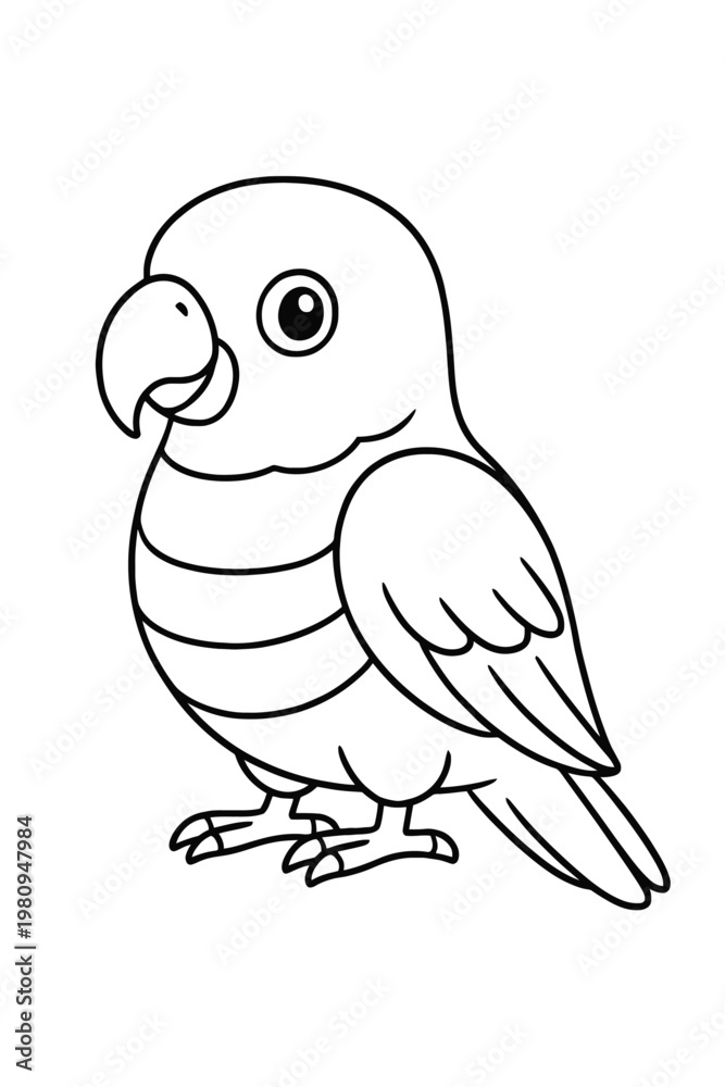 Fototapeta premium A cute cartoon bird character on a tree branch in a nature illustration design