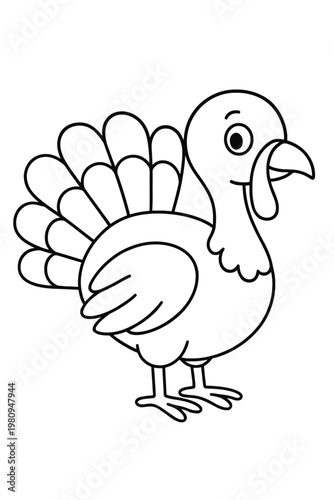 A funny cartoon turkey character in this happy vector illustration of a poultry bird