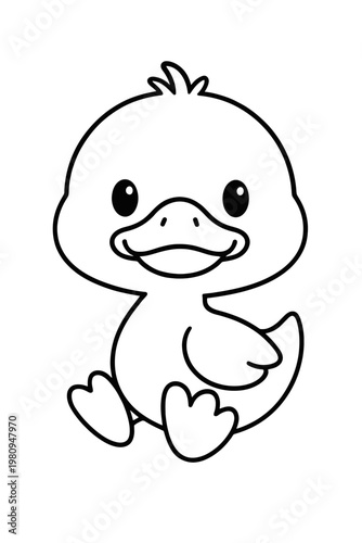 A cute vector illustration of a funny duckling cartoon character as a small newborn baby 