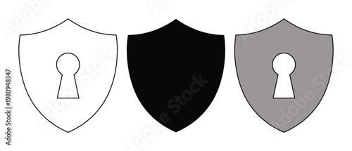 Security Shield Vector Icons, Digital Protection and Safety Symbols, Cybersecurity and Privacy Graphic Elements, Modern Data Defense Badges for Web and App Interfaces