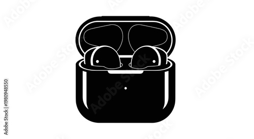 Wireless earbuds in charging case.