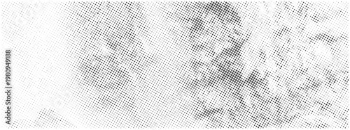 Halftone background pattern. Grain texture polka dots on white background. Grunge broken Dot art speck distressed grunge texture banner