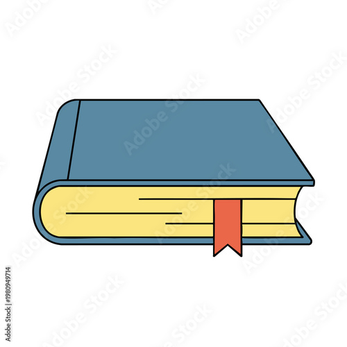 Illustration of a Classic Hardcover Book with a Bookmark