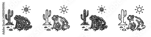 Sketch Desert Toad icon design set