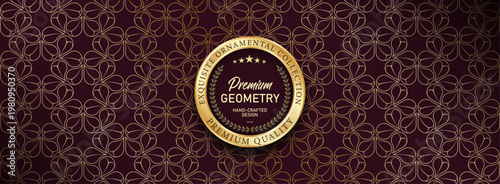 Elegant Burgundy Gold Ornamental Pattern Header - Premium Wine Red Background