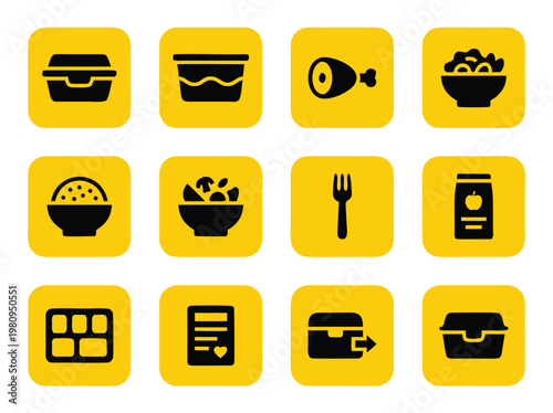 Food Delivery Icons Set.