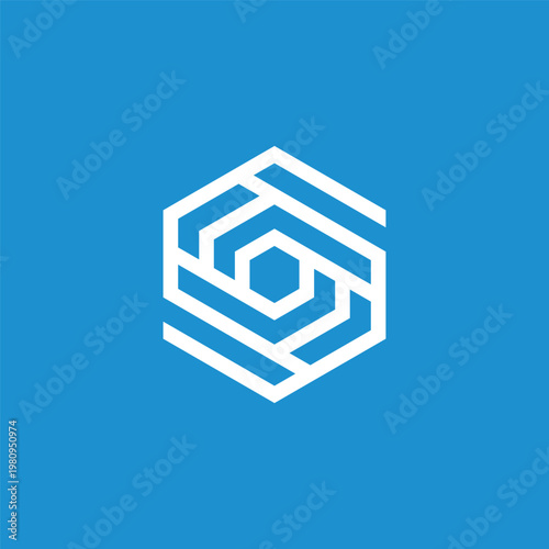 Geometric Hexagon Design with Intersecting Lines Forming a Modern Abstract Symbol