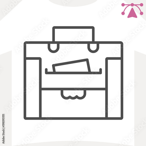 Briefcase line icon, teachers bag concept. Vector graphics. Diplomat with pocket for papers sign and editable stroke, outline style icon for mobile or web design.