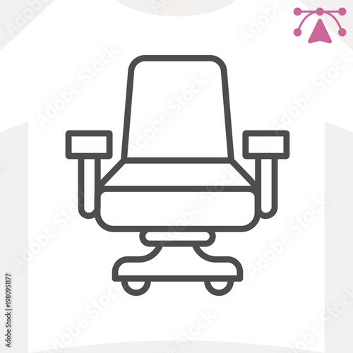 Office chair on wheels line icon, boss seat concept. Vector graphics. Armchair sign and editable stroke, outline style icon for mobile or web design.