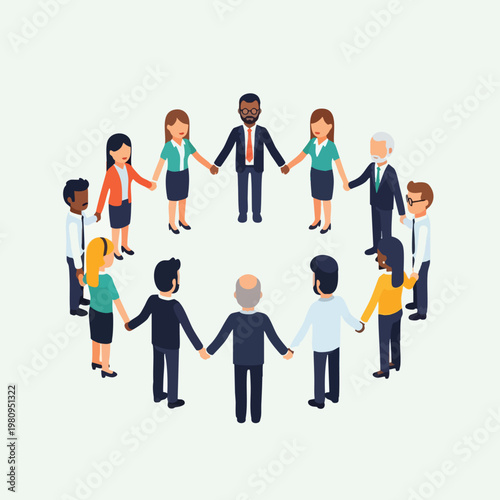 Diverse Group of People Holding Hands in Circle for Team Building or Community Growth