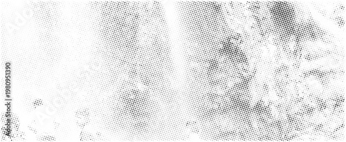 Halftone background pattern. Grain texture polka dots on white background. Rough Dot art speck distressed grunge texture banner