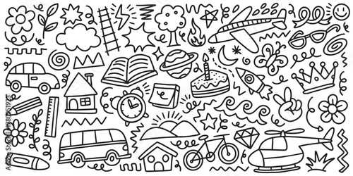 Cute hand drawn kids doodle vector illustration