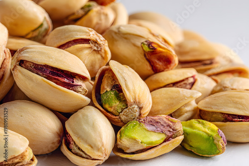 pistachio nuts on white background