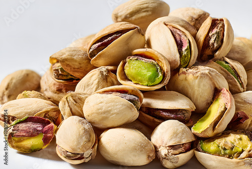 Premium Pistachio Nuts Close-Up Isolated on White Background