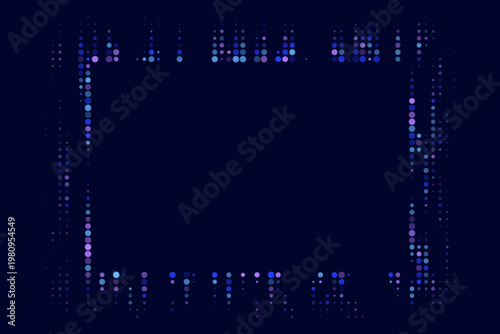 Obraz na płótnie Abstract Digital Data Frame with Blue and Purple Halftone Dots for Cyber Securit