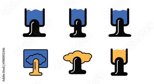 Oil spill Line art vector set creative clean illustration