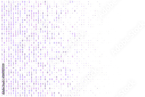 Abstract purple binary code pattern for quantum computing and encrypted data stream