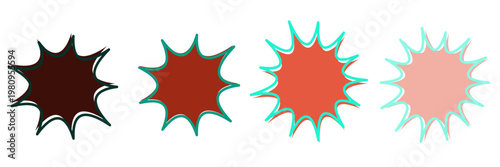 Retro Glitch Comic Speech Bubbles, Anaglyph 3D Effect Starburst Stickers