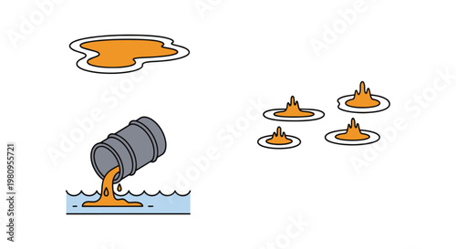 Oil spill sea Line art vector simple abstract minimal shapes